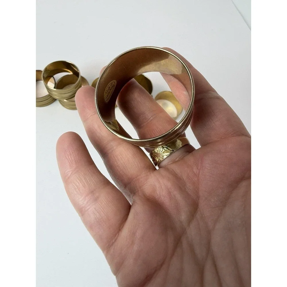 Round Brass Napkin Rings Vintage Home Decor Set Of 8